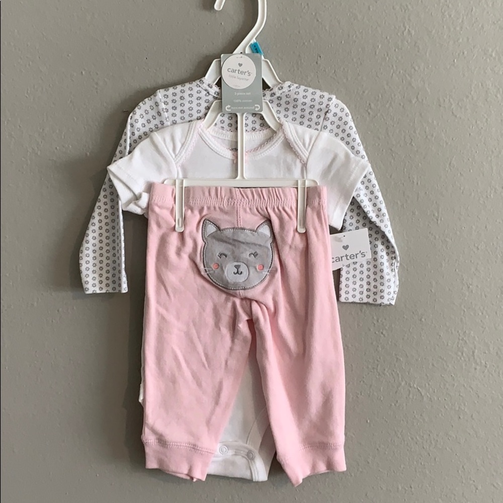 Carters 6 mos bodysuit set “cat” theme
